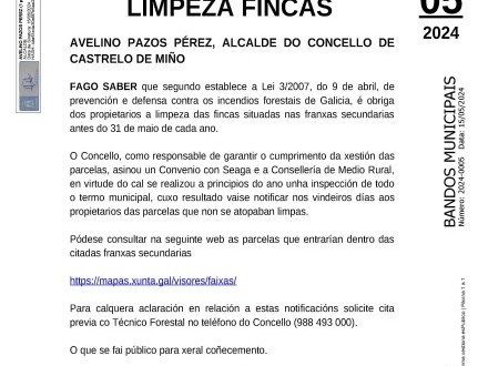 Notificacin sobre limpieza de fincas